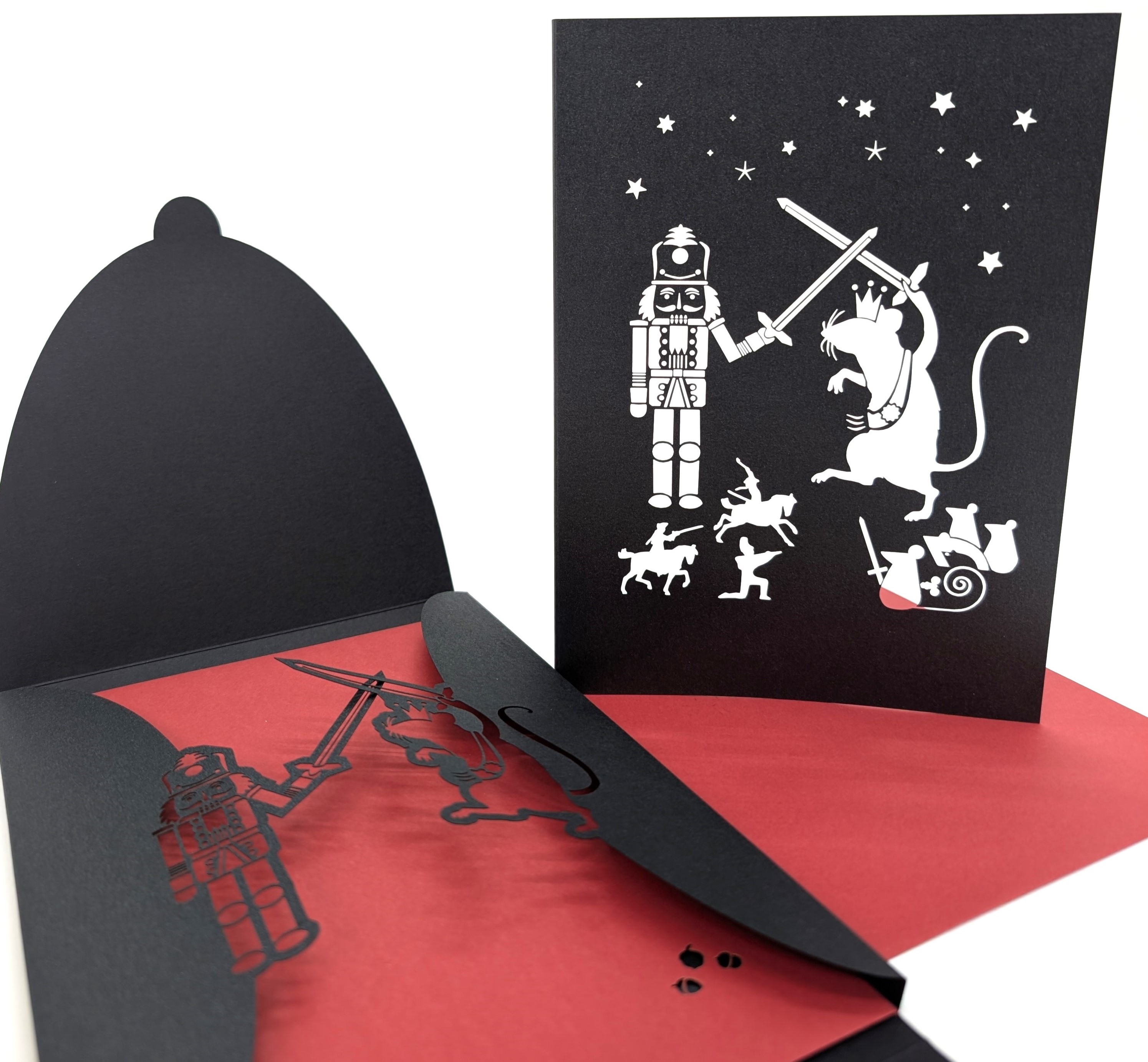 Lasercut - Weihnachtskarte "Der Nussknacker" mit Geschenkverpackung