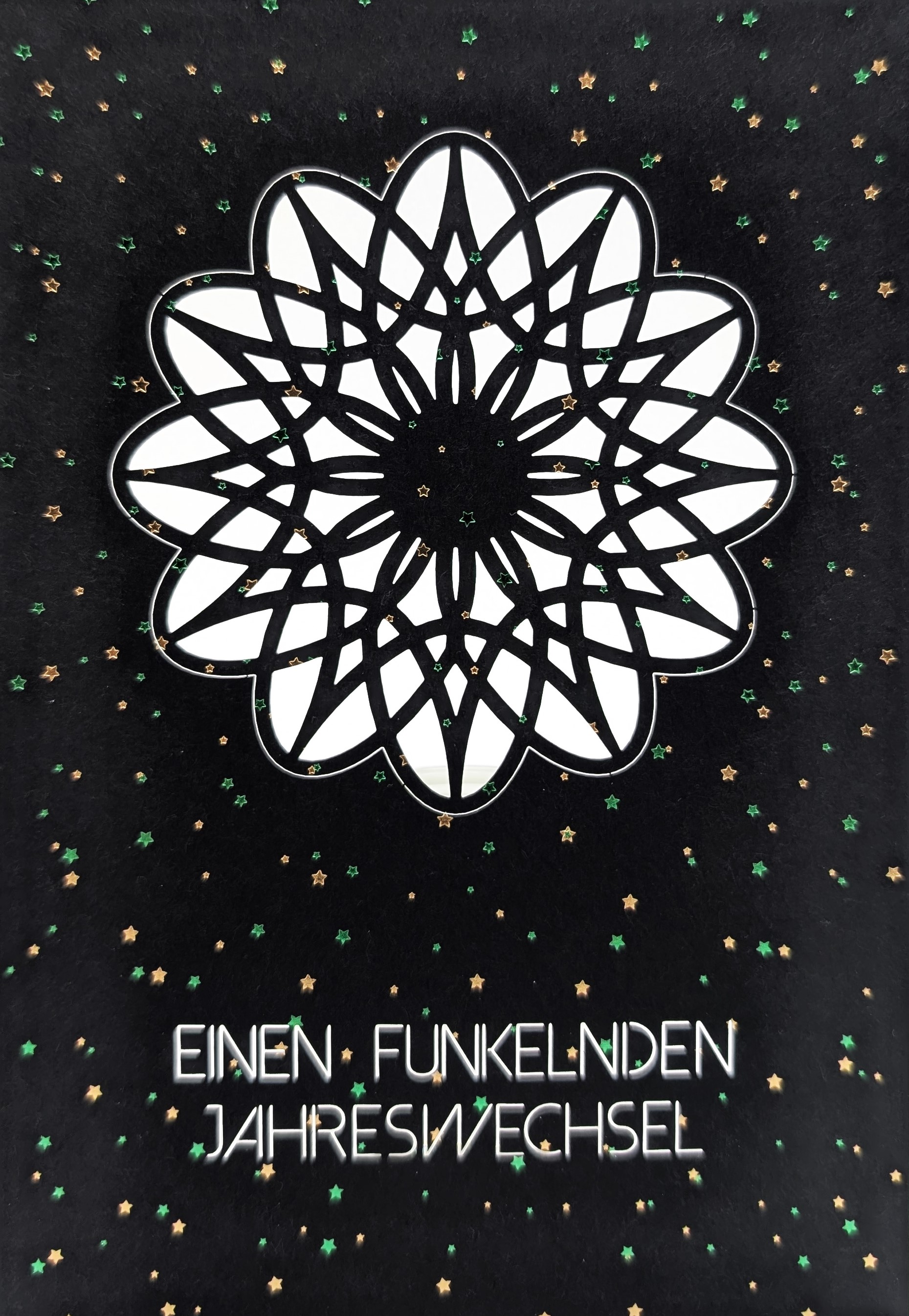 Grußkarte mit Heißfolienprägung und Lasercut